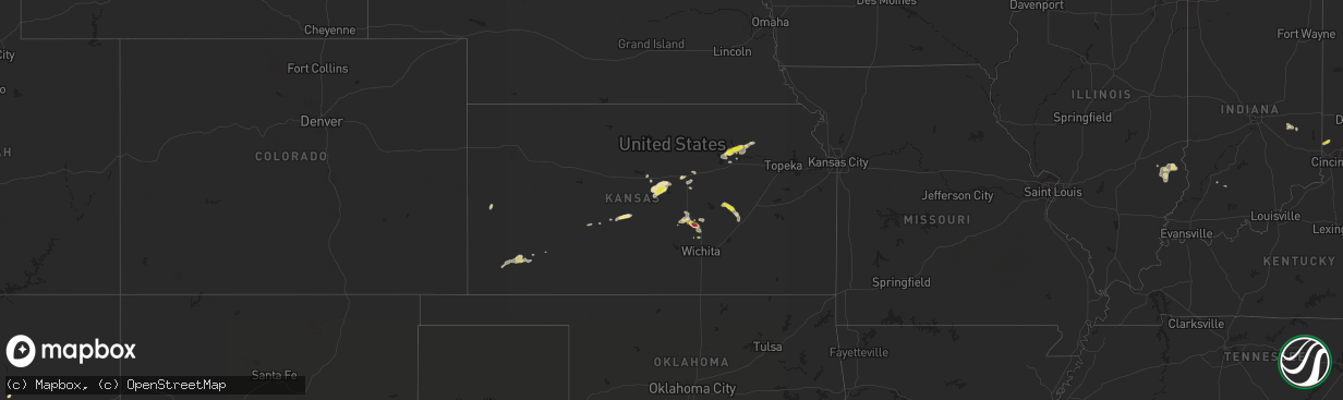 Hail map in Kansas on July 1, 2022