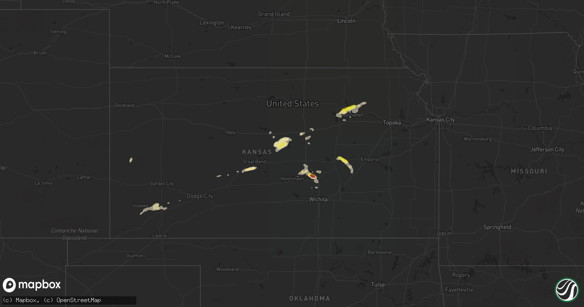 Hail map in Kansas on July 1, 2022