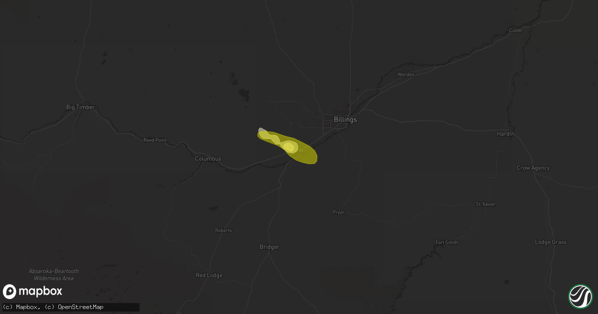 Hail map in Laurel, MT on July 1, 2022