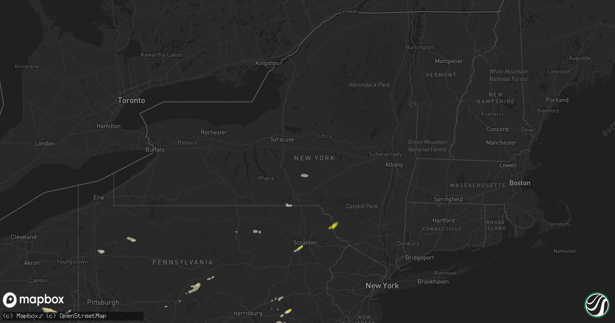 Hail map in New York on July 1, 2022