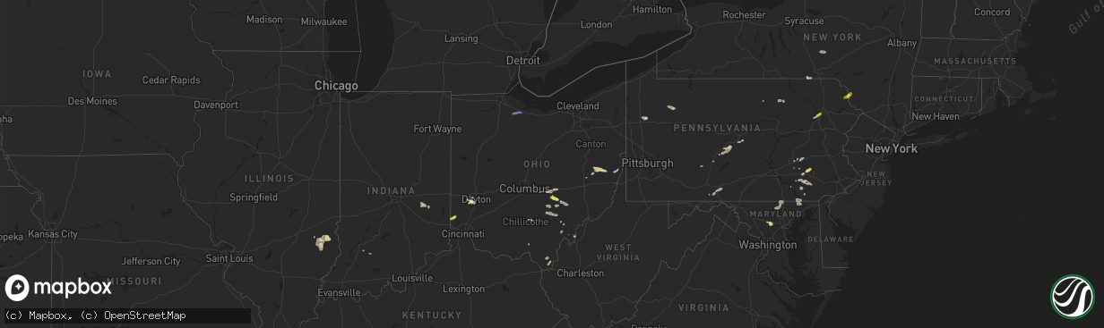 Hail map in Ohio on July 1, 2022