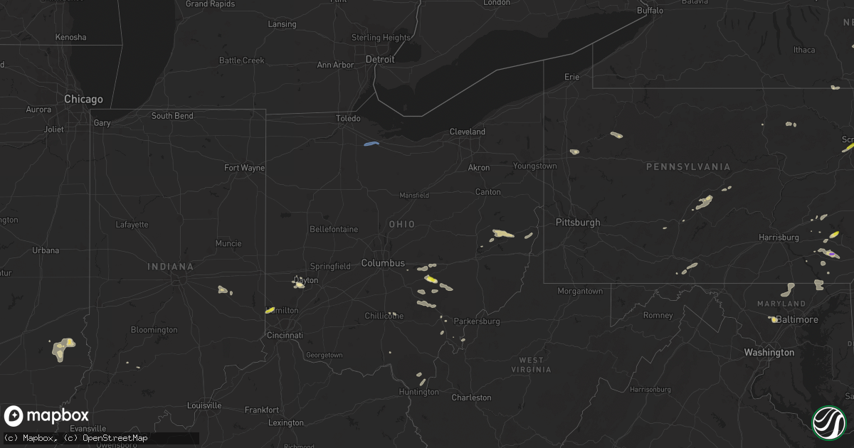 Hail map in Ohio on July 1, 2022