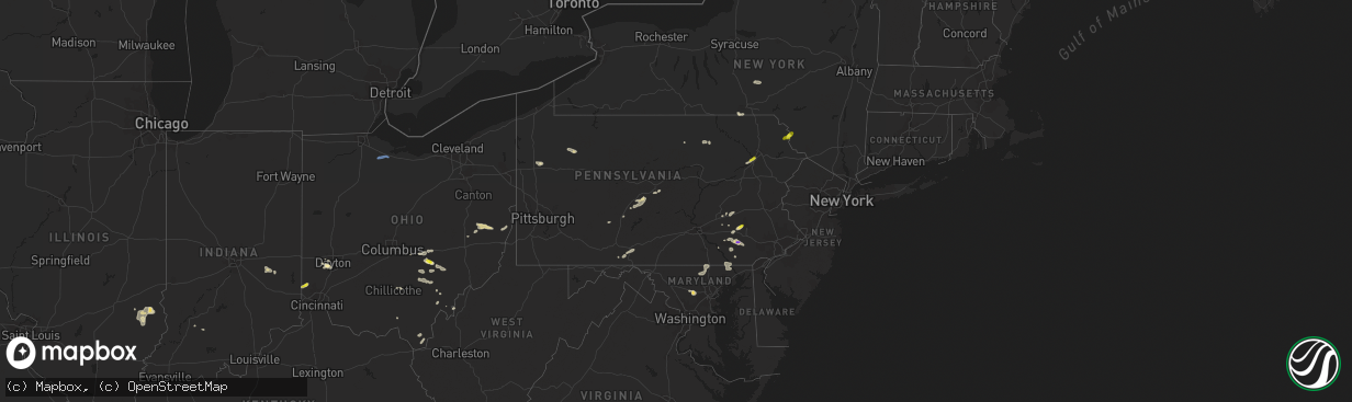 Hail map in Pennsylvania on July 1, 2022