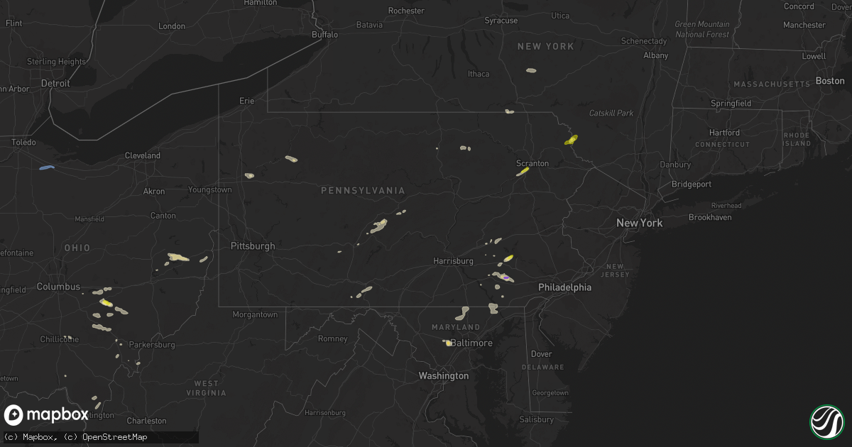 Hail map in Pennsylvania on July 1, 2022