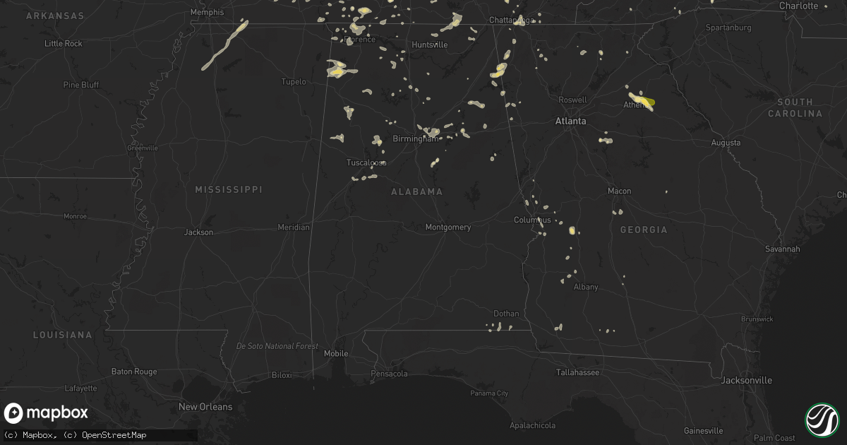Hail map in Alabama on July 1, 2023