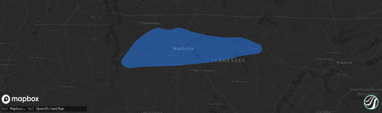 Hail map in Antioch, TN on July 1, 2023