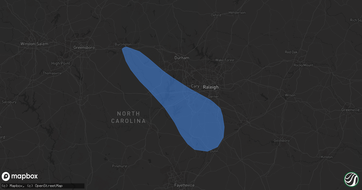 Hail map in Apex, NC on July 1, 2023