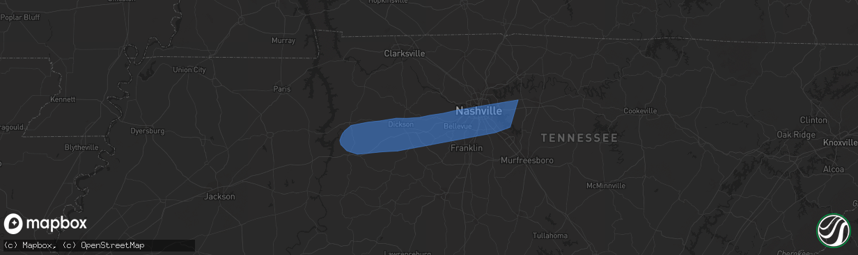 Hail map in Bon Aqua, TN on July 1, 2023