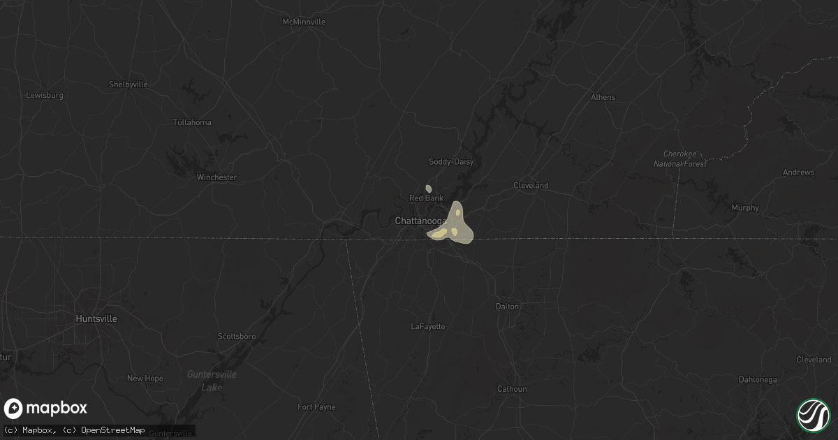 Hail map in Chattanooga, TN on July 1, 2023