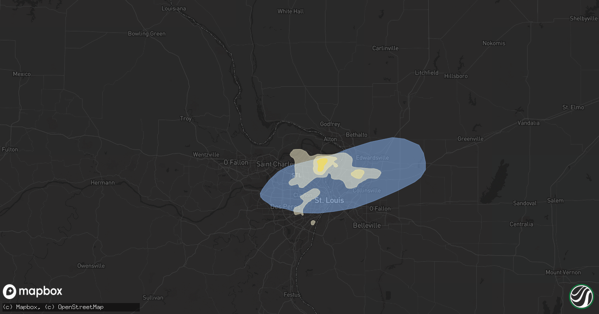 Hail map in Florissant, MO on July 1, 2023