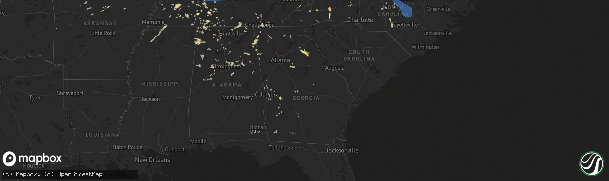 Hail map in Georgia on July 1, 2023