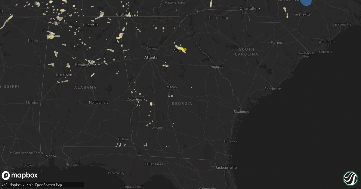 Hail map in Georgia on July 1, 2023
