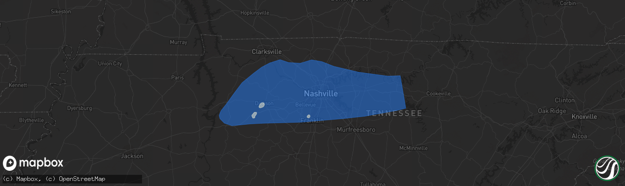 Hail map in Goodlettsville, TN on July 1, 2023