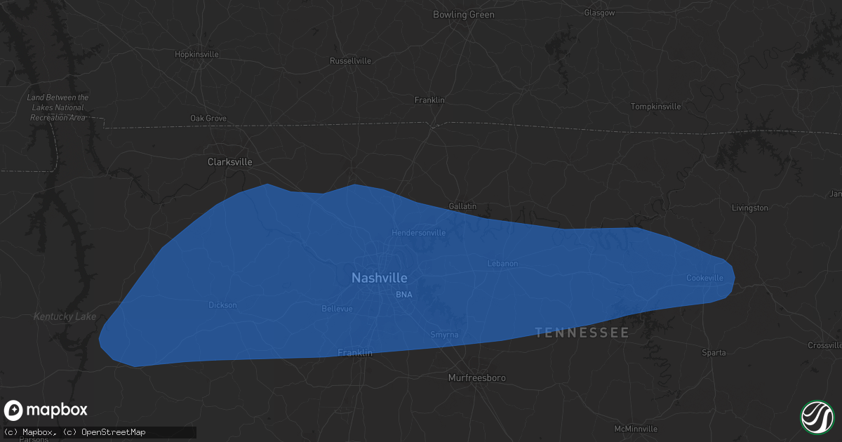 Hail map in Hendersonville, TN on July 1, 2023