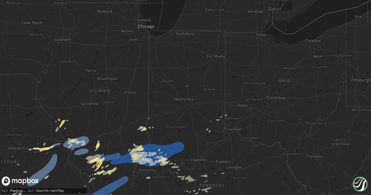 Hail map in Indiana on July 1, 2023