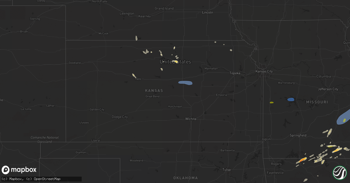 Hail map in Kansas on July 1, 2023
