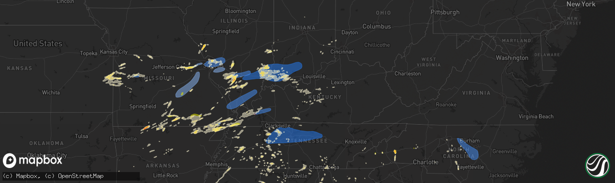 Hail map in Kentucky on July 1, 2023