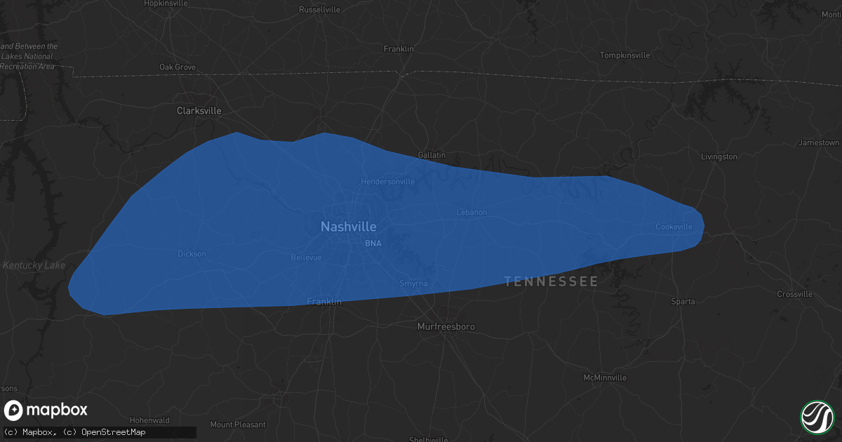 Hail map in Mount Juliet, TN on July 1, 2023