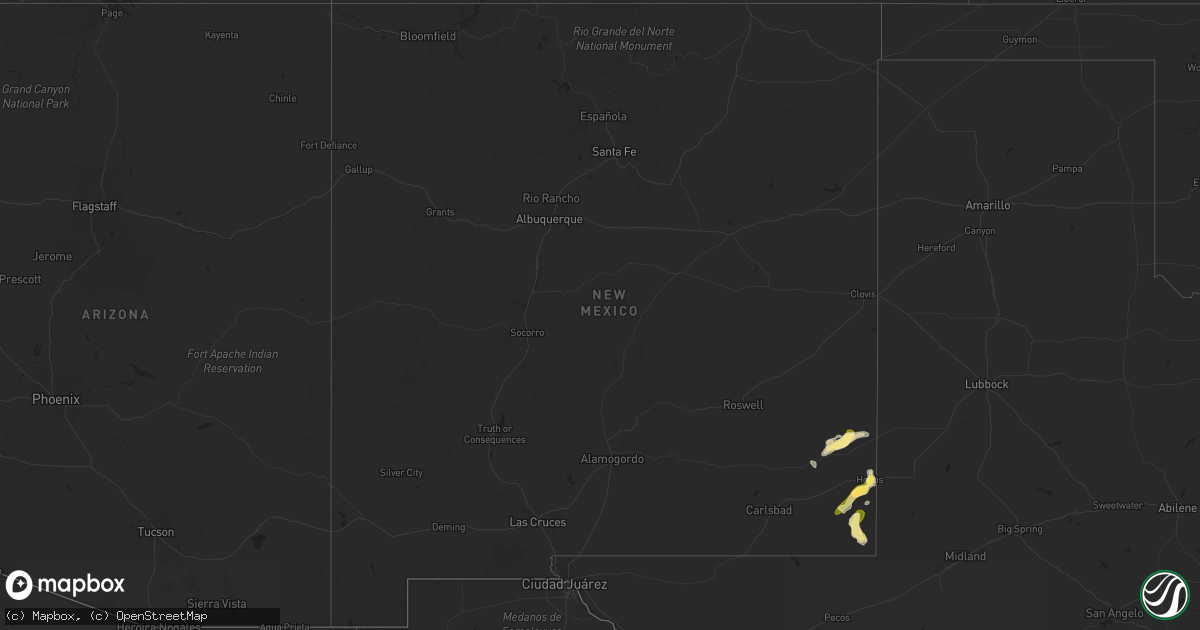 Hail map in New Mexico on July 1, 2023