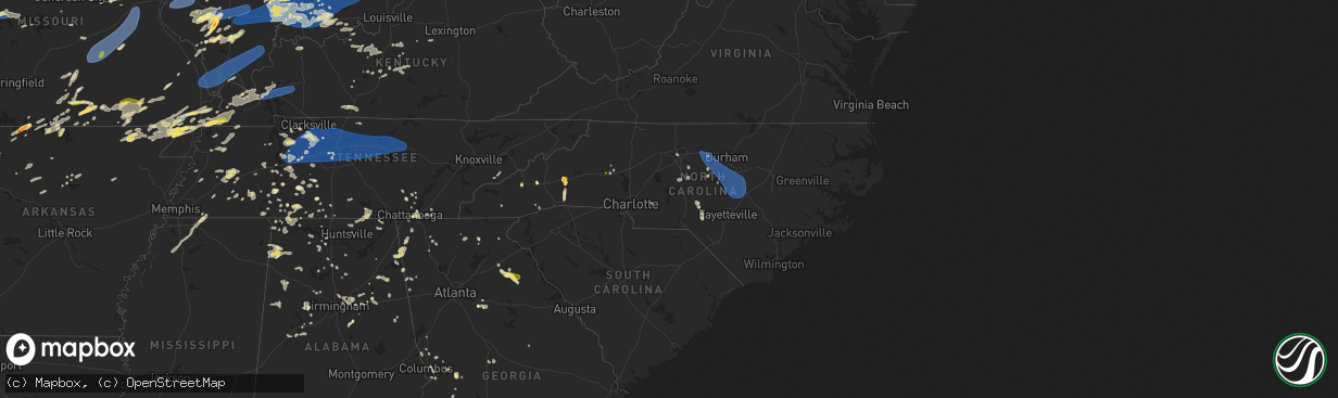 Hail map in North Carolina on July 1, 2023