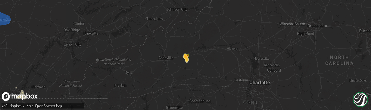 Hail map in Old Fort, NC on July 1, 2023