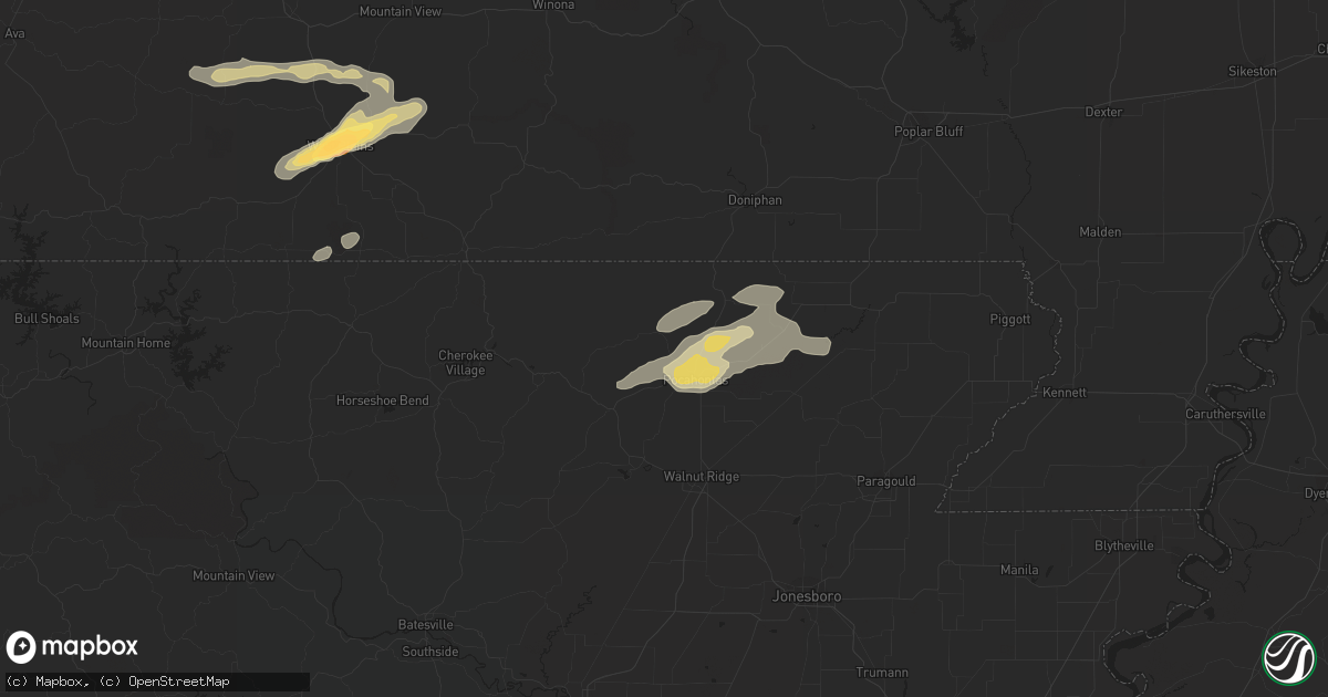 Hail map in Pocahontas, AR on July 1, 2023