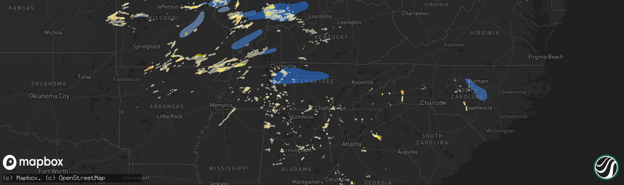 Hail map in Tennessee on July 1, 2023