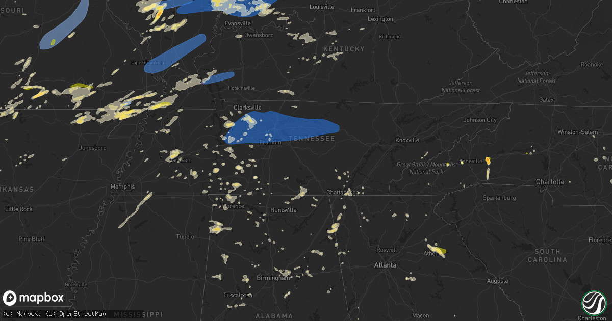 Hail map in Tennessee on July 1, 2023