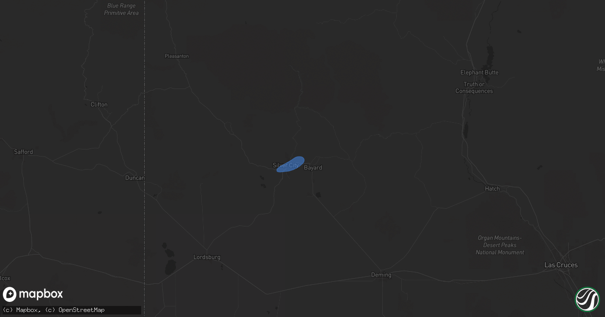 Hail map in Arenas Valley, NM on July 1, 2024