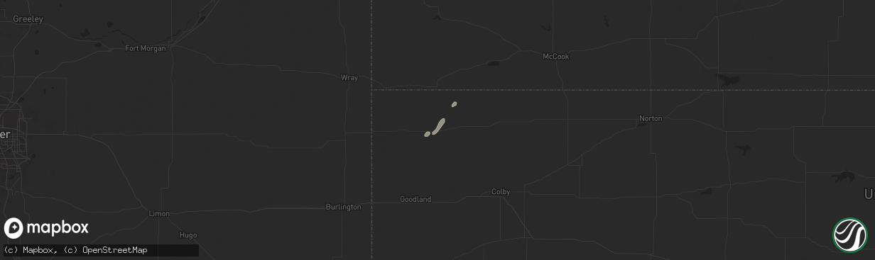 Hail map in Bird City, KS on July 1, 2024