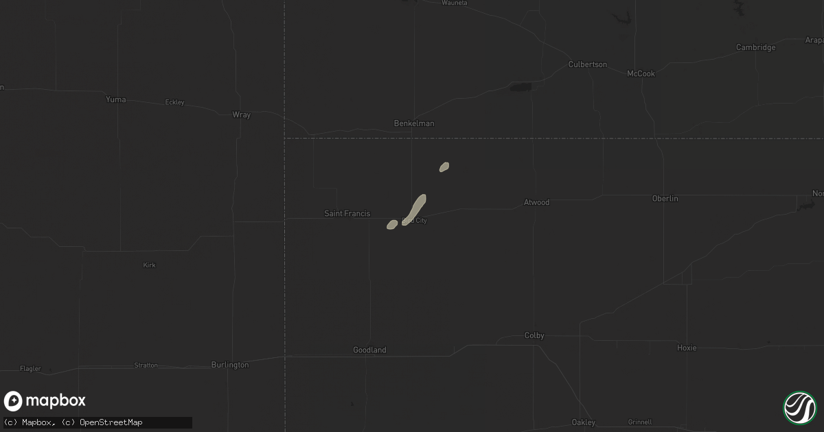 Hail map in Bird City, KS on July 1, 2024