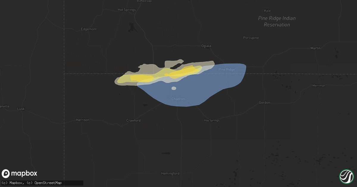 Hail map in Chadron, NE on July 1, 2024