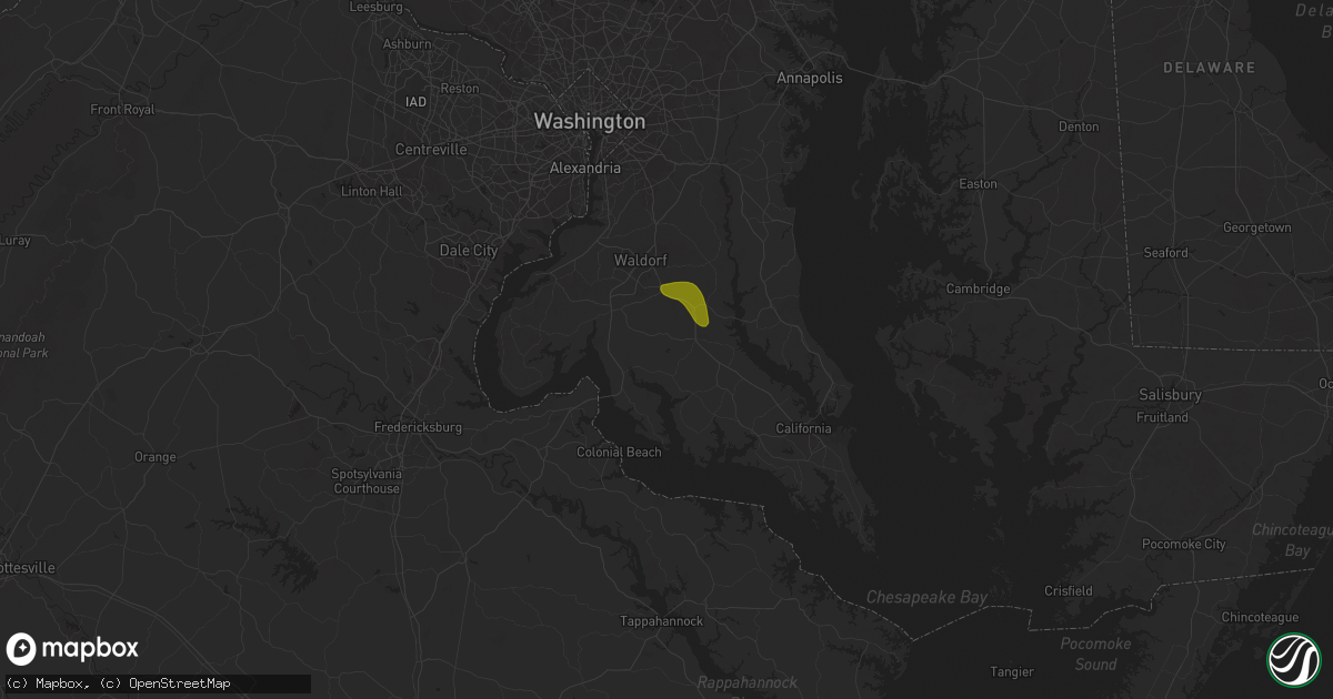 Hail map in Charlotte Hall, MD on July 1, 2024