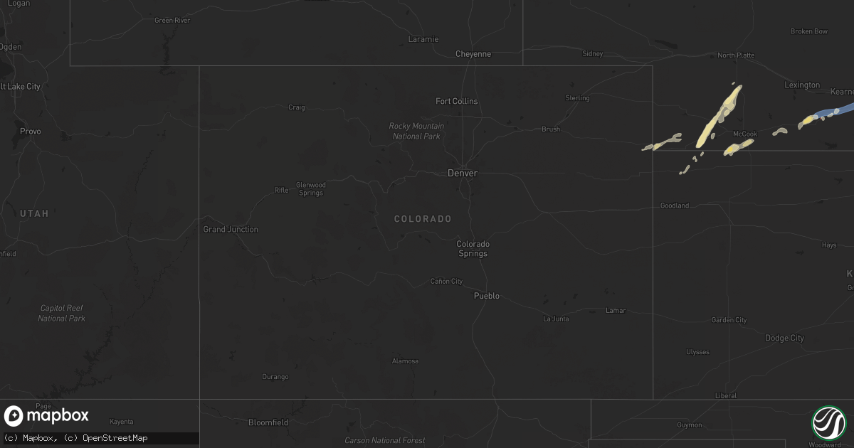 Hail map in Colorado on July 1, 2024