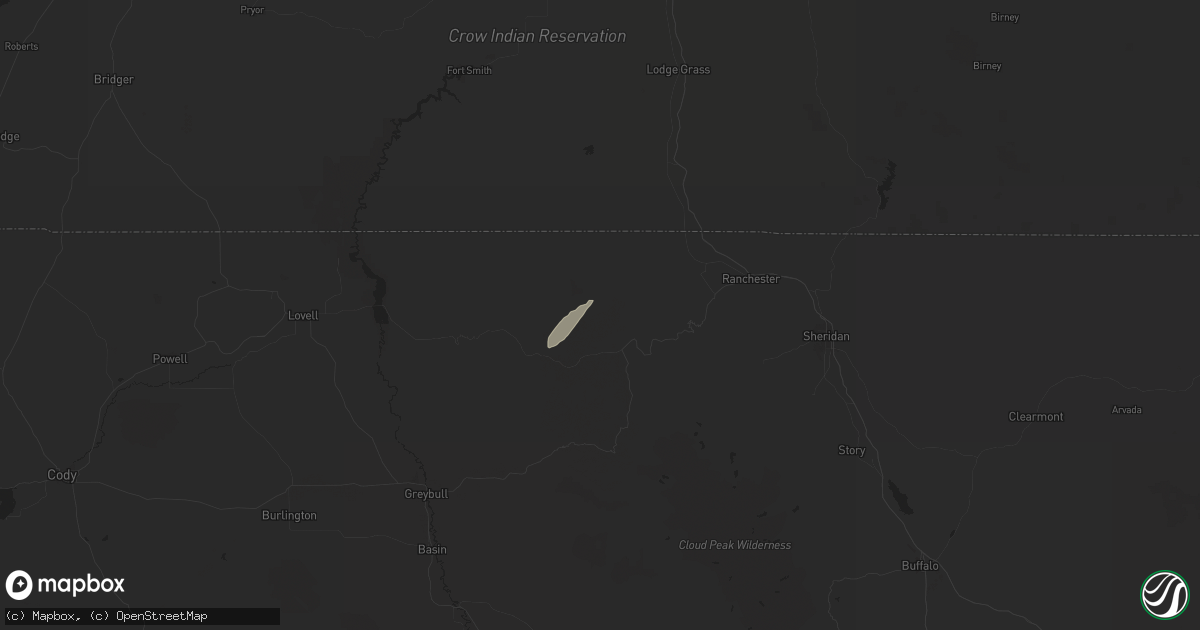 Hail map in Dayton, WY on July 1, 2024