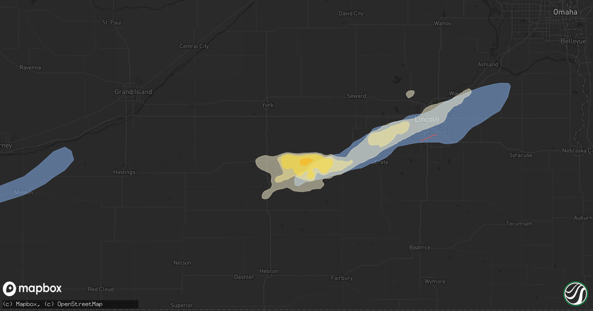 Hail map in Exeter, NE on July 1, 2024
