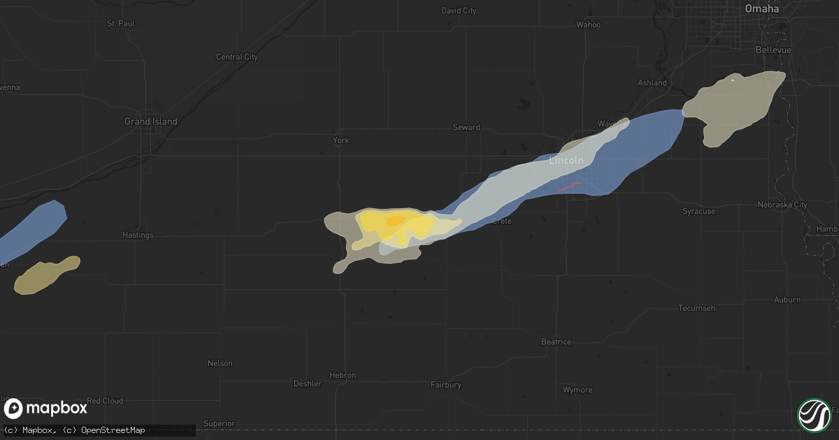 Hail map in Friend, NE on July 1, 2024