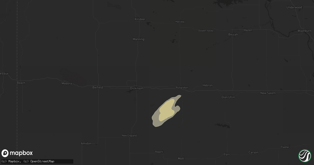 Hail map in Gladstone, ND on July 1, 2024