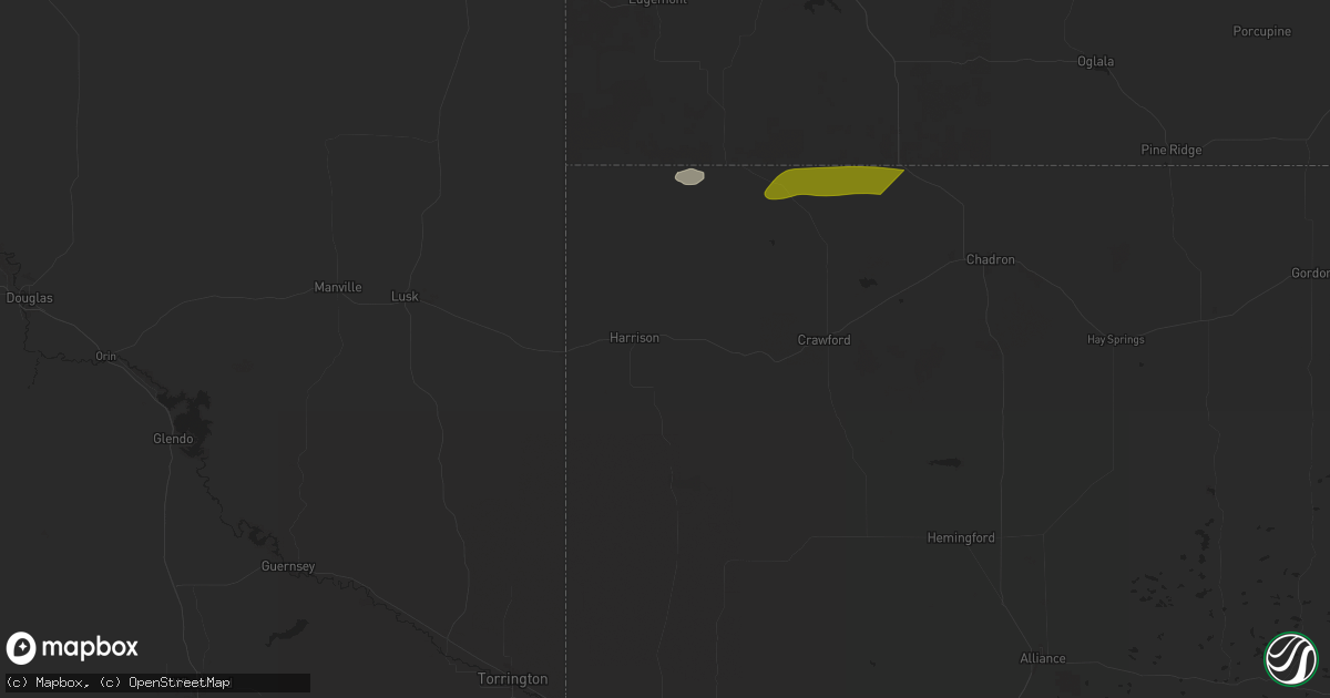 Hail map in Harrison, NE on July 1, 2024