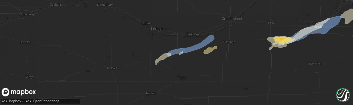 Hail map in Holdrege, NE on July 1, 2024