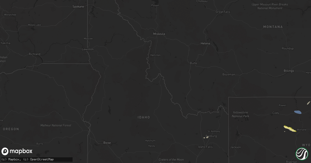 Hail map in Idaho on July 1, 2024
