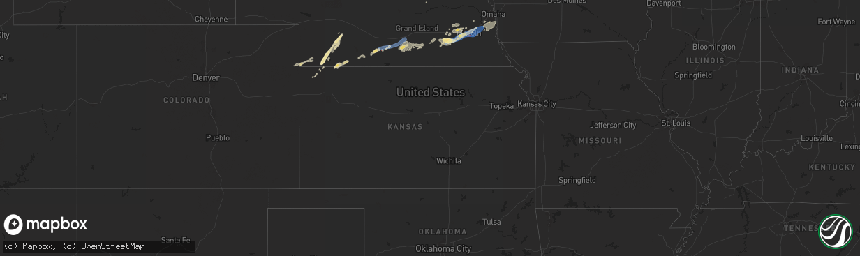 Hail map in Kansas on July 1, 2024