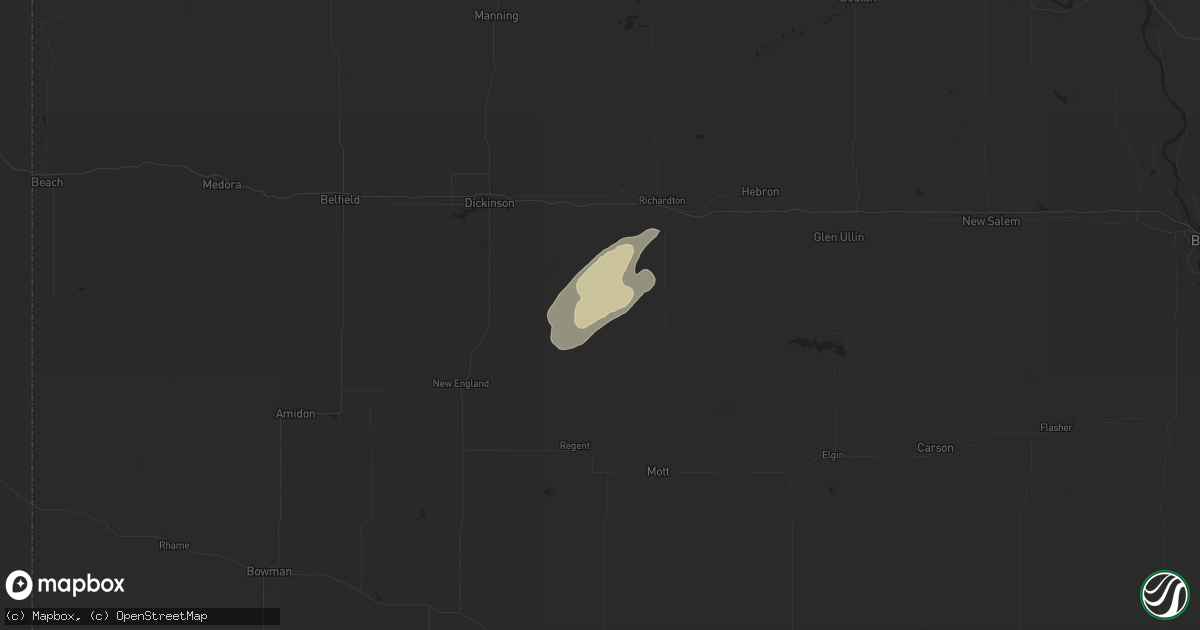 Hail map in Lefor, ND on July 1, 2024