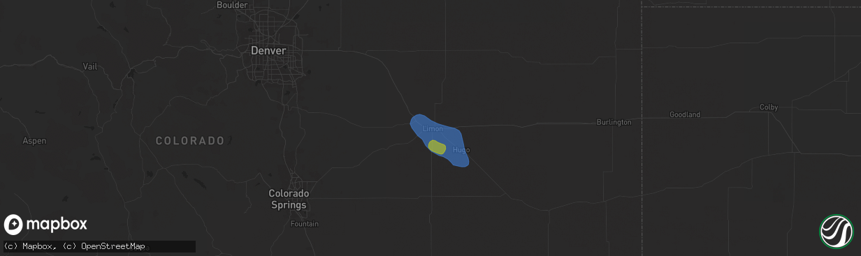 Hail map in Limon, CO on July 1, 2024