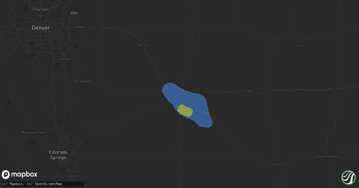Hail map in Limon, CO on July 1, 2024