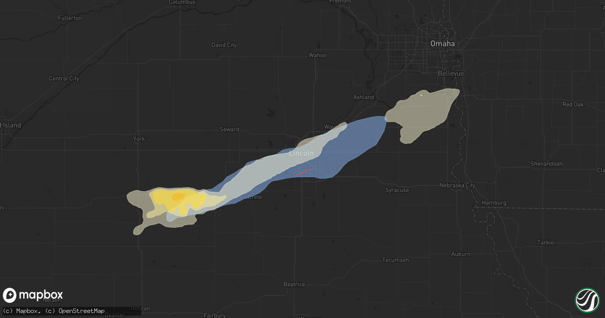 Hail map in Lincoln, NE on July 1, 2024