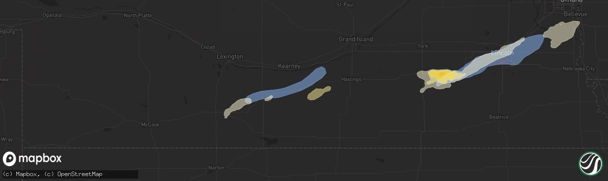 Hail map in Minden, NE on July 1, 2024