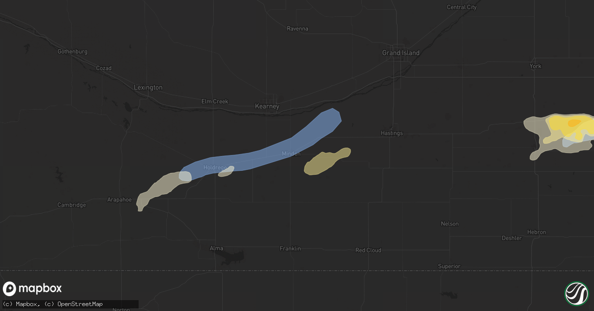 Hail map in Minden, NE on July 1, 2024