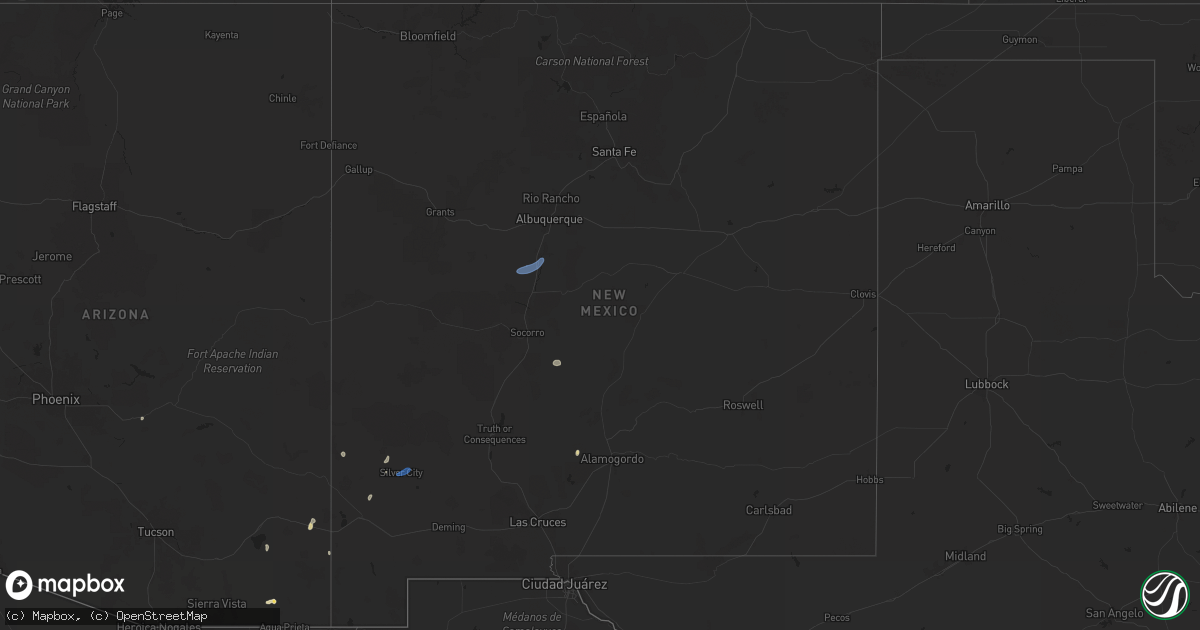 Hail map in New Mexico on July 1, 2024