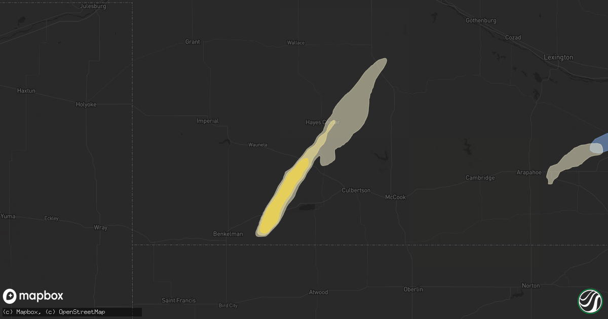 Hail map in Palisade, NE on July 1, 2024